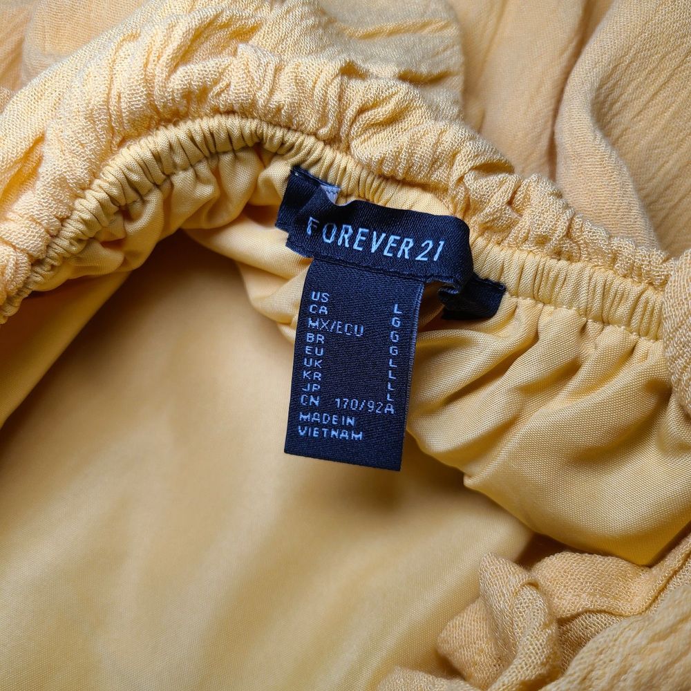 FOREVER 21 Yellow Gold Ruffle Tie-Back Midi Dress Womens Size Large - Picture 7 of 9